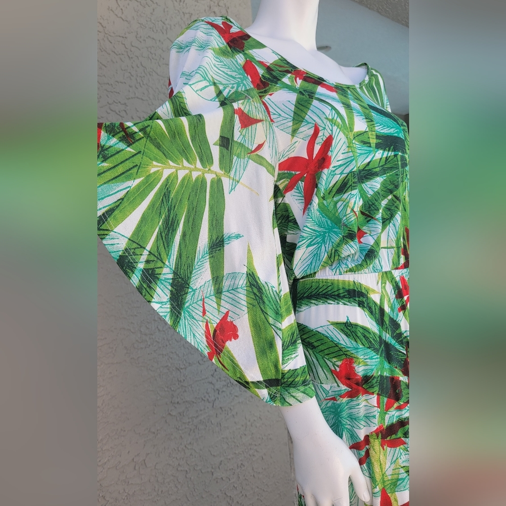 Viscose Made in Brazil green Tropical print dress size Medium - Picture 3 of 11